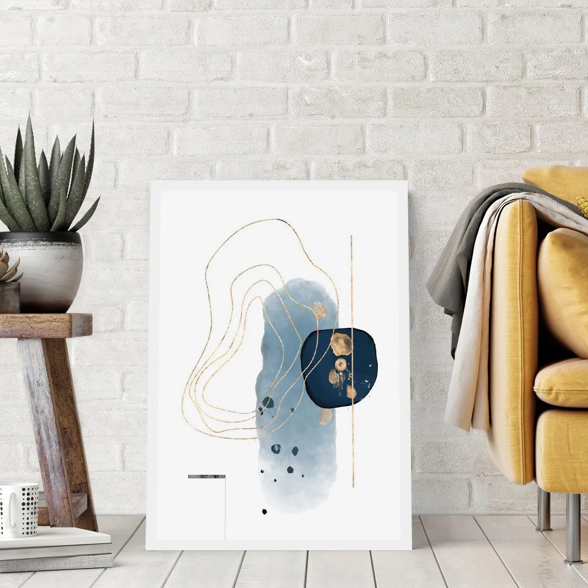 Poster - Blau-goldene Fantasie - 30x40 cm