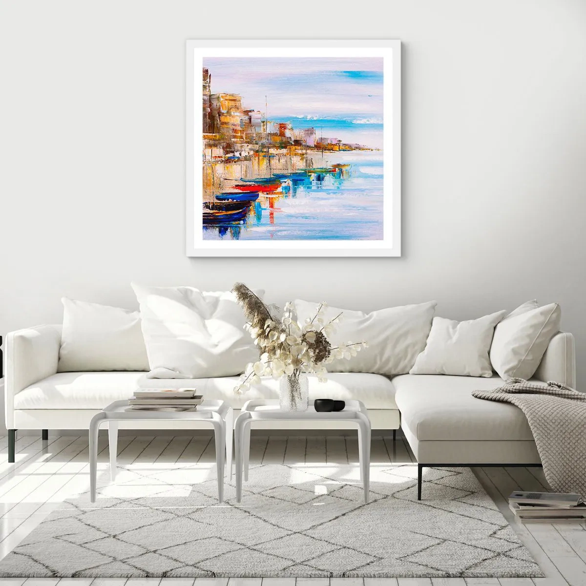 Poster in einem weißen Rahmen - Bunte urbane Oase - 60x60 cm
