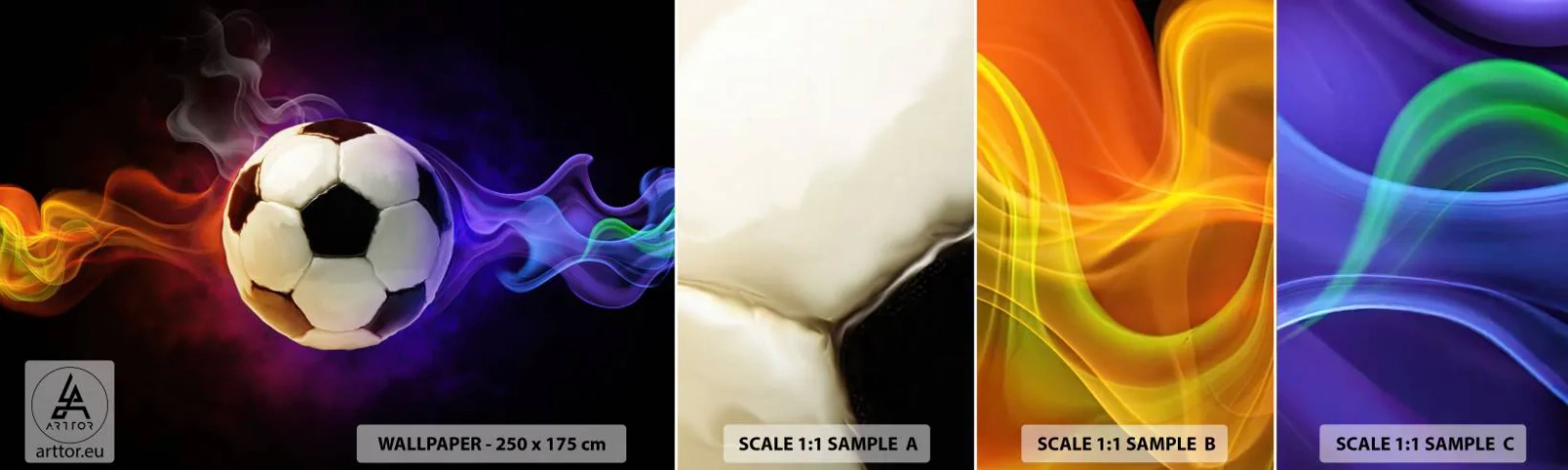 Fototapeten Muster Selbstklebend Deluxe Sticker - Die magische Kraft des Spiels - Abstraktion, Sport, Fußball - 100x30 cm