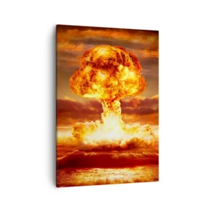 Bild auf Leinwand - Leinwandbild - Atompilz-Explosion vor dem Hintergrund eines Sonnenuntergangs - 50x70cm - Und das Ende wird kommen - Moderne Wanddekoration für Wohnzimmer und Schlafzimmer ARTTOR