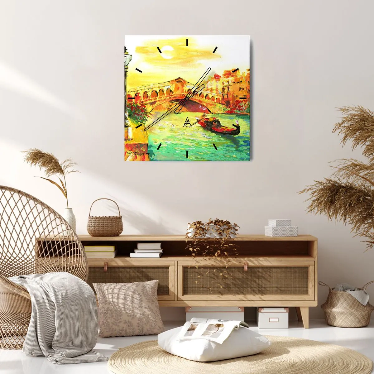 Wanduhr - Glasuhr - Eine Pilgerreise der Liebenden - 40x40 cm