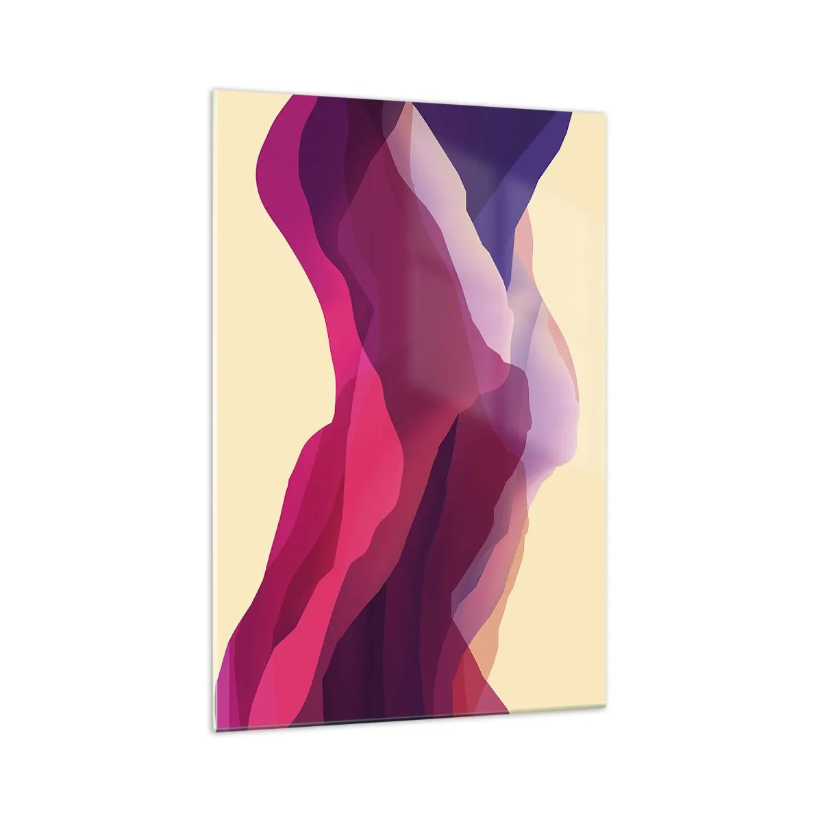 Glasbild - Bild auf glas - Abstrakte Wellen in Lila- und Rosatönen auf hellem Hintergrund - 70x100cm - Lila Wellen - Moderne Wanddekoration für Wohnzimmer und Schlafzimmer ARTTOR