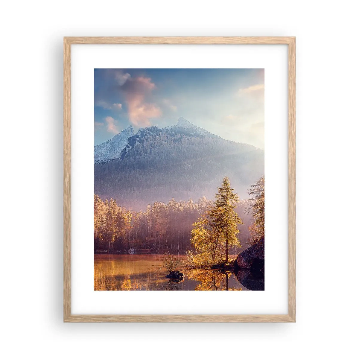 Poster in einem Rahmen aus heller Eiche - In den Bergen und Tälern - 40x50 cm