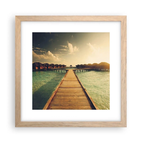 Poster in einem Rahmen aus heller Eiche - Eine herzliche Einladung - 30x30 cm