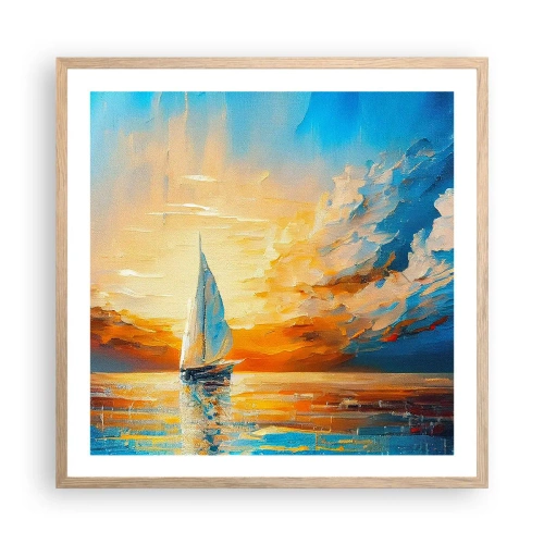 Poster in einem Rahmen aus heller Eiche - In Gold segeln - 60x60 cm