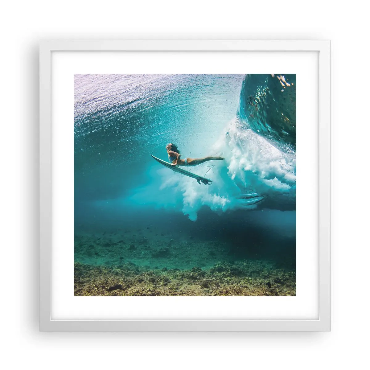 Poster in einem weißen Rahmen - Unterwasserwelt - 40x40 cm