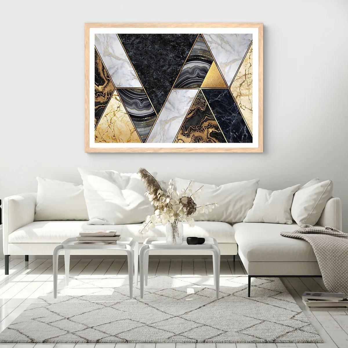 Poster in einem Rahmen aus heller Eiche - Stein um Stein - 70x50 cm