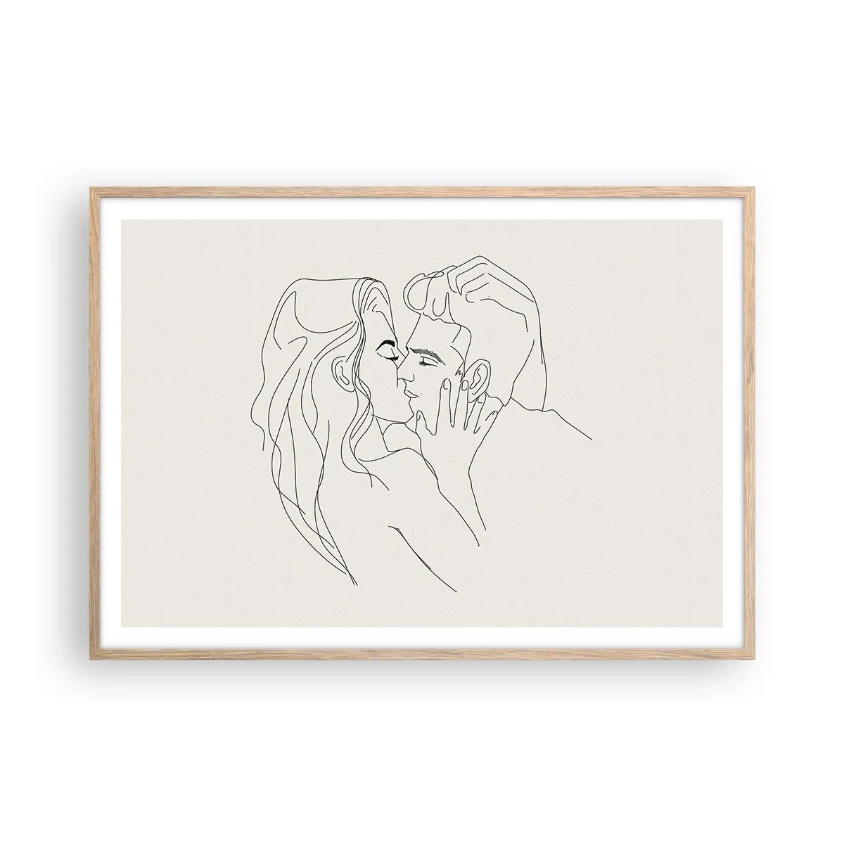 Poster in einem Rahmen aus heller Eiche - Verstrickt im Gefühl - 100x70 cm