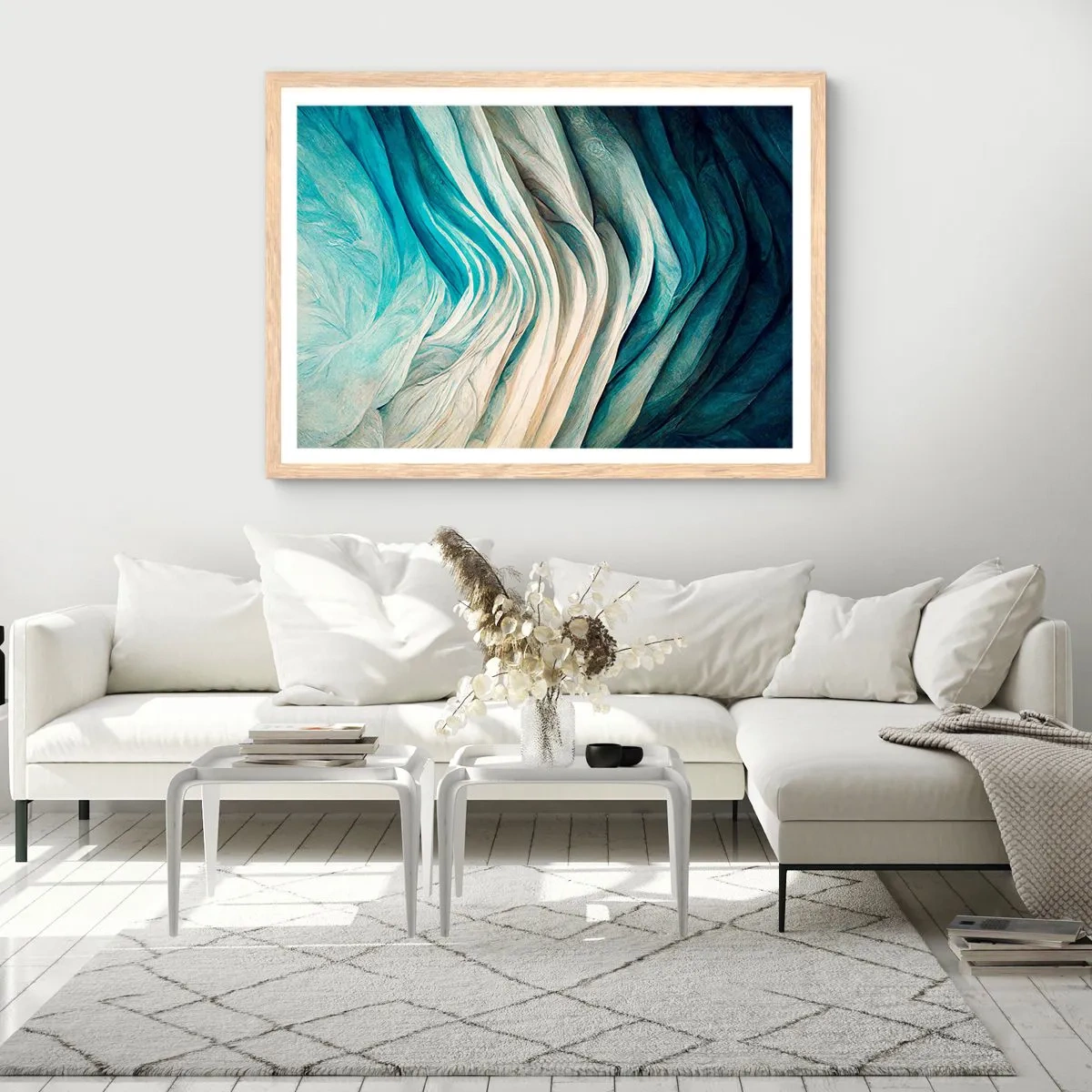 Poster in einem Rahmen aus heller Eiche - Blaue Unersättlichkeit - 100x70 cm