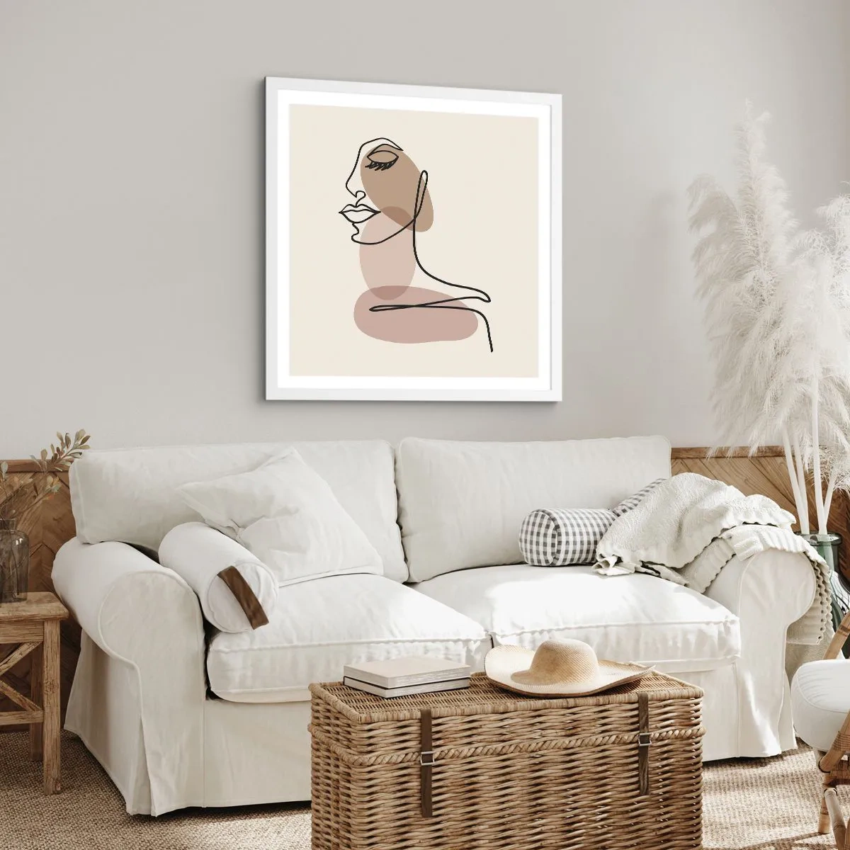 Poster in einem weißen Rahmen - Eine gewisse Linie der Schönheit - 50x50 cm