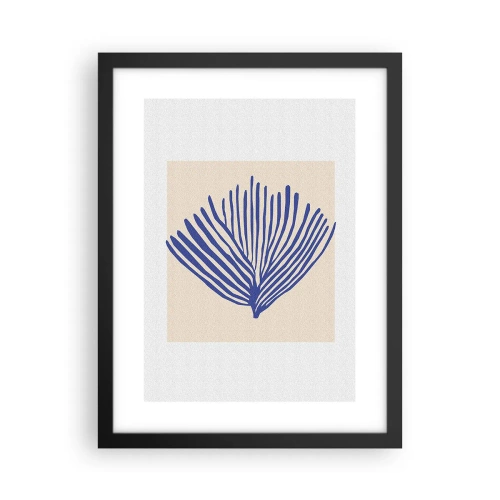Poster in einem schwarzem Rahmen - Blauer Fächer - 30x40 cm