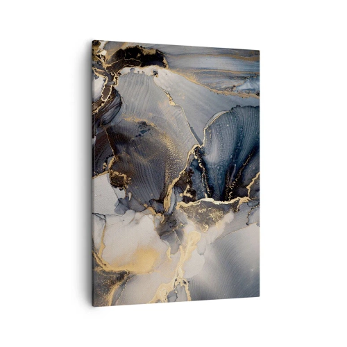 Bild auf Leinwand - Leinwandbild - Abstraktes Gold und Grau auf Leinwand - 50x70cm - Leben aus Stein - Moderne Wanddekoration für Wohnzimmer und Schlafzimmer ARTTOR