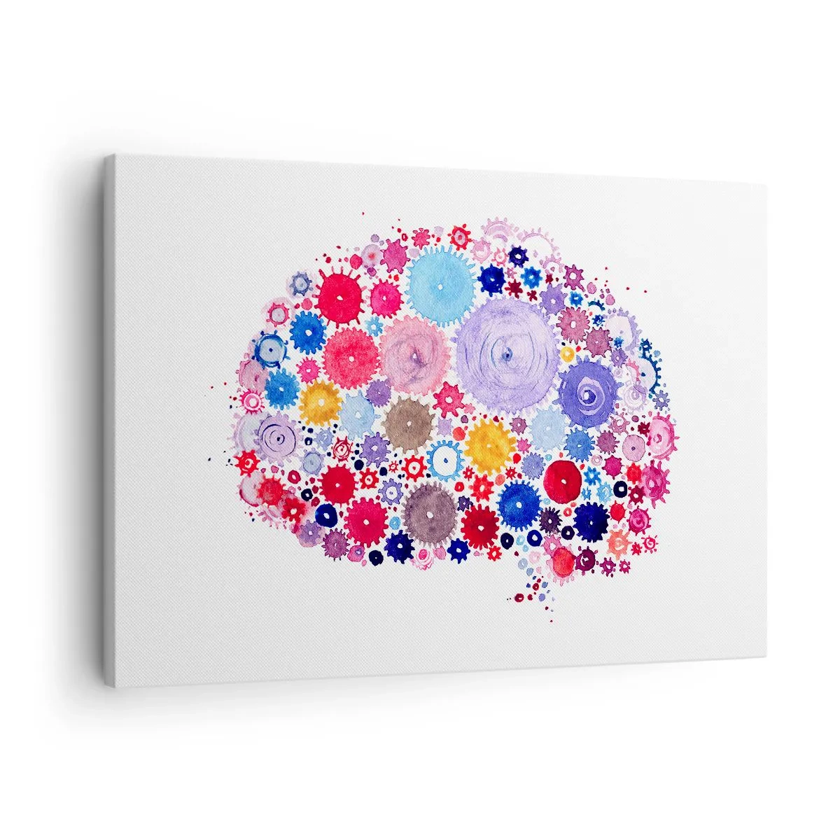 Bild auf Leinwand - Leinwandbild - Buntes abstraktes Gehirn mit floralem Motiv - 70x50cm - Die perfekteste Maschine der Natur - Moderne Wanddekoration für Wohnzimmer und Schlafzimmer ARTTOR