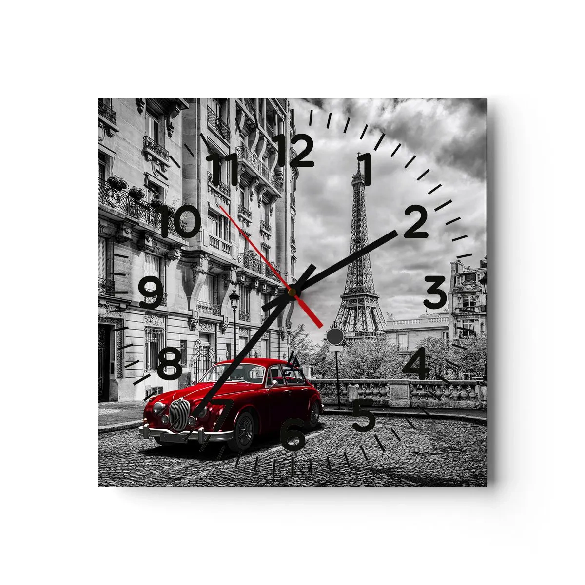 Wanduhr - Glasuhr - Raubtier in der Stadt - 40x40 cm
