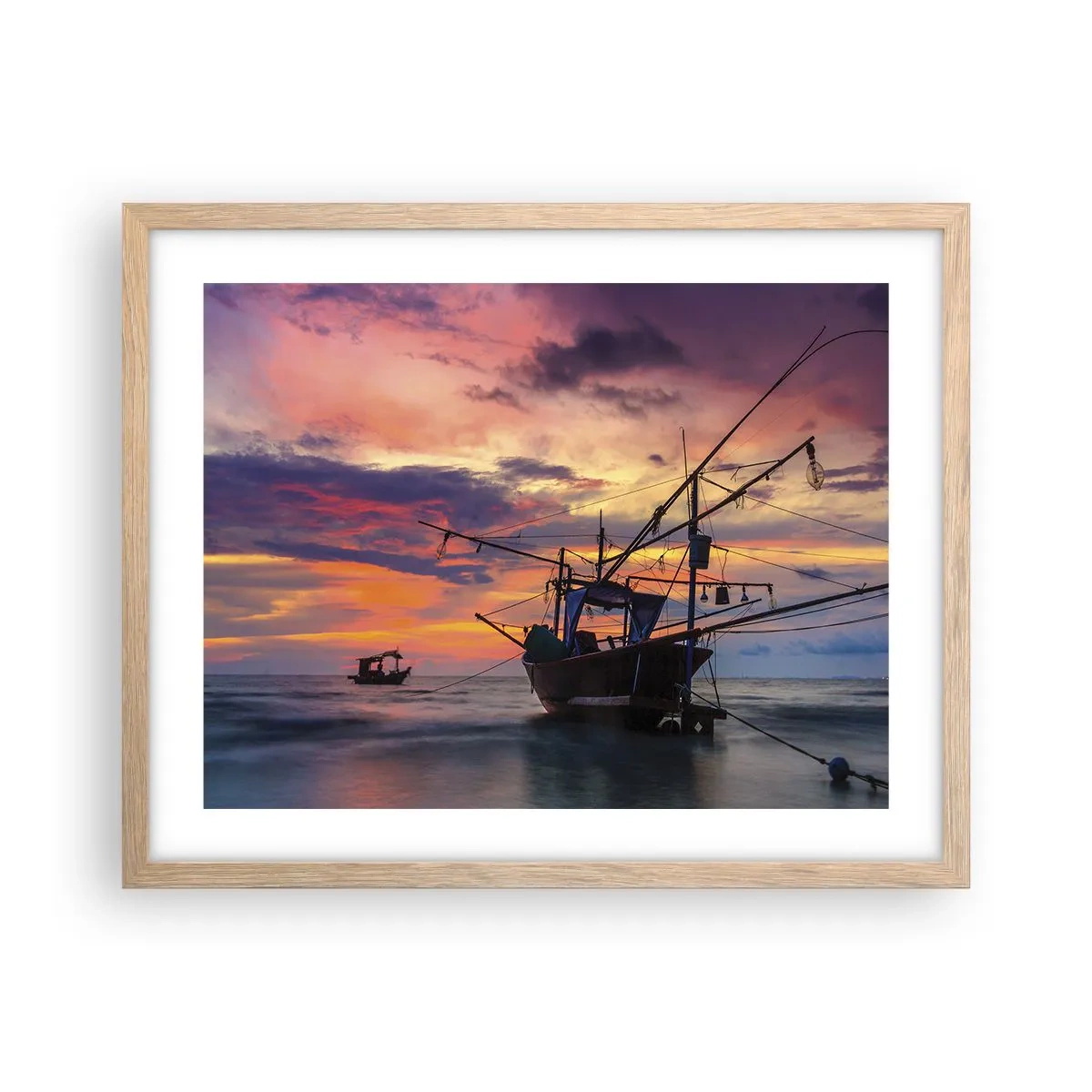 Poster in einem Rahmen aus heller Eiche - Exotischer Abend - 50x40 cm