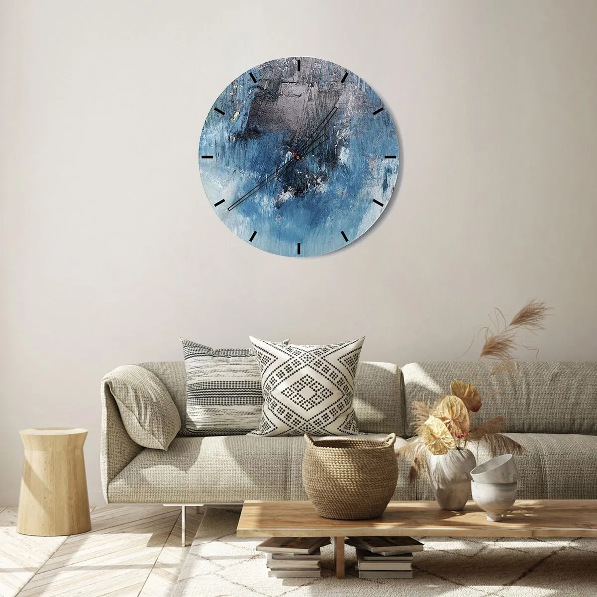 Wanduhr - Glasuhr - Abstrakte Textur in Blautönen - 30x30cm - Rhapsodie in Blau - Moderne Wanddekoration für Wohnzimmer, Küche und Schlafzimmer ARTTOR