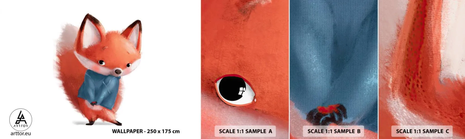 Fototapeten Muster Selbstklebend Deluxe Sticker - Steht mir das gut? - Für Kinder, Fuchs, Märchen - 100x30 cm