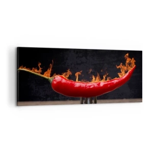 Bild auf Leinwand - Leinwandbild - Eine feurige Vorspeise - 100x40 cm