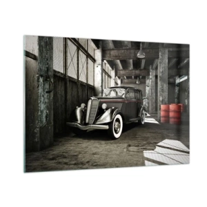 Glasbild - Bild auf glas - Ein Oldtimer in einer stilvollen Garage - 100x70cm - Die ewige Eleganz der 1930er Jahre - Moderne Wanddekoration für Wohnzimmer und Schlafzimmer ARTTOR