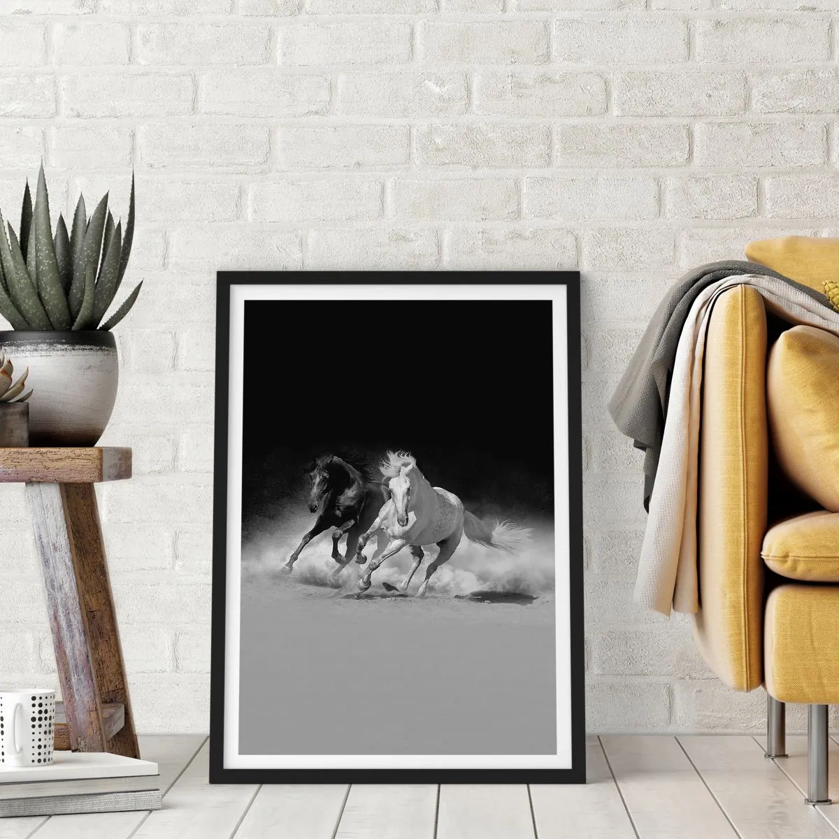 Poster in einem schwarzem Rahmen - Galopp der Freiheit - 40x50 cm