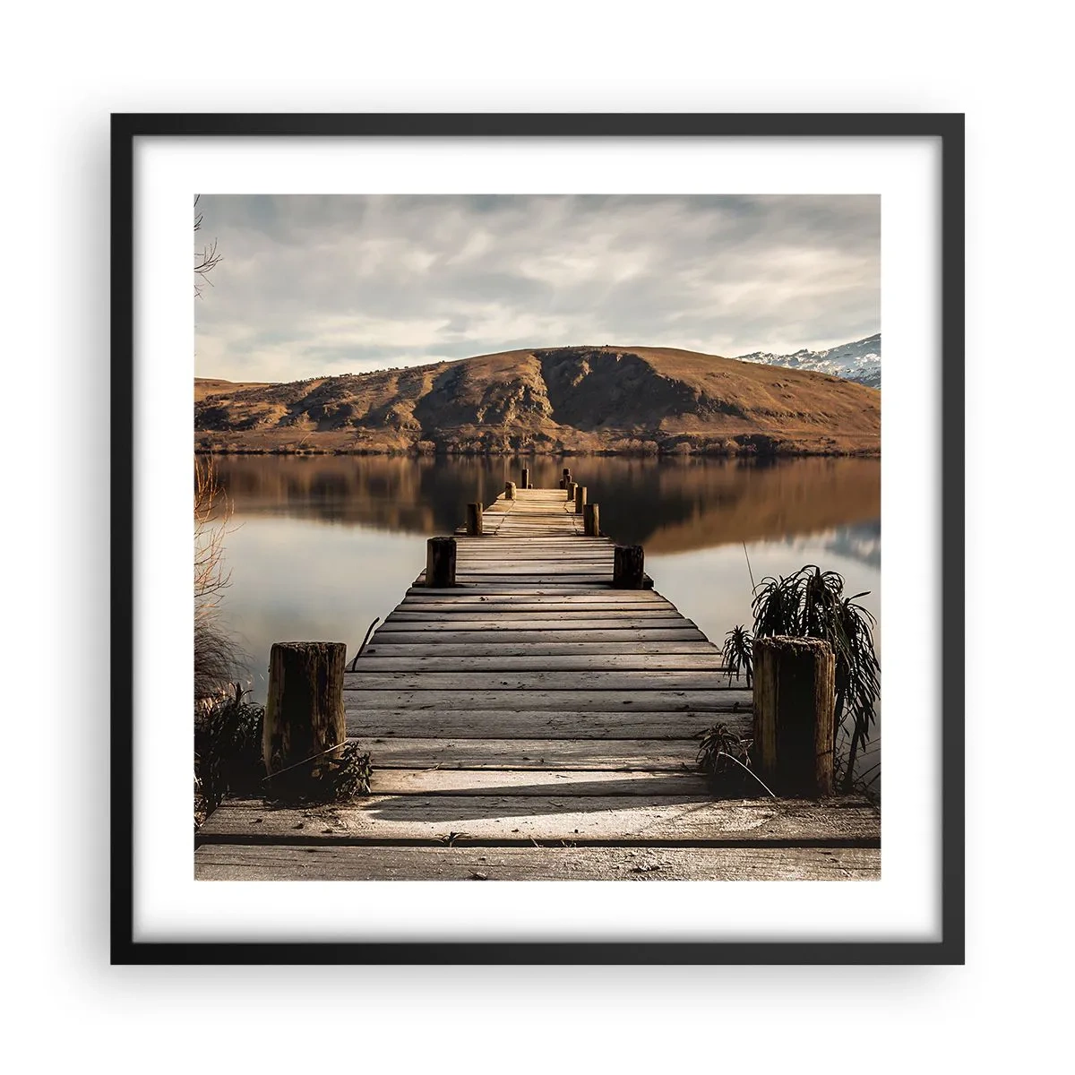 Poster in einem schwarzem Rahmen - Landschaft in Stille - 50x50 cm