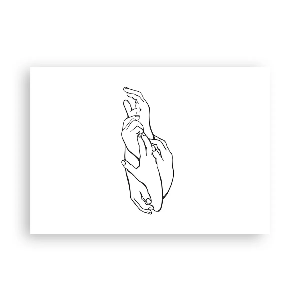 Poster - Eine minimalistische Skizze von Händen, die in einer zarten Geste gefaltet sind. - 100x70cm - Gute Geste - Moderne Wanddekoration für Wohnzimmer und Schlafzimmer ARTTOR
