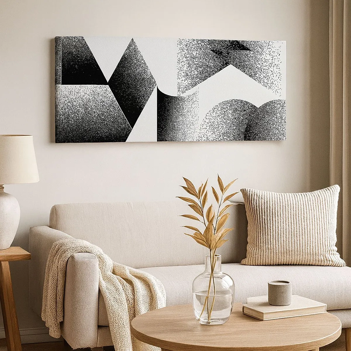 Bild auf Leinwand - Leinwandbild - Winkel und Ovale - 100x40 cm