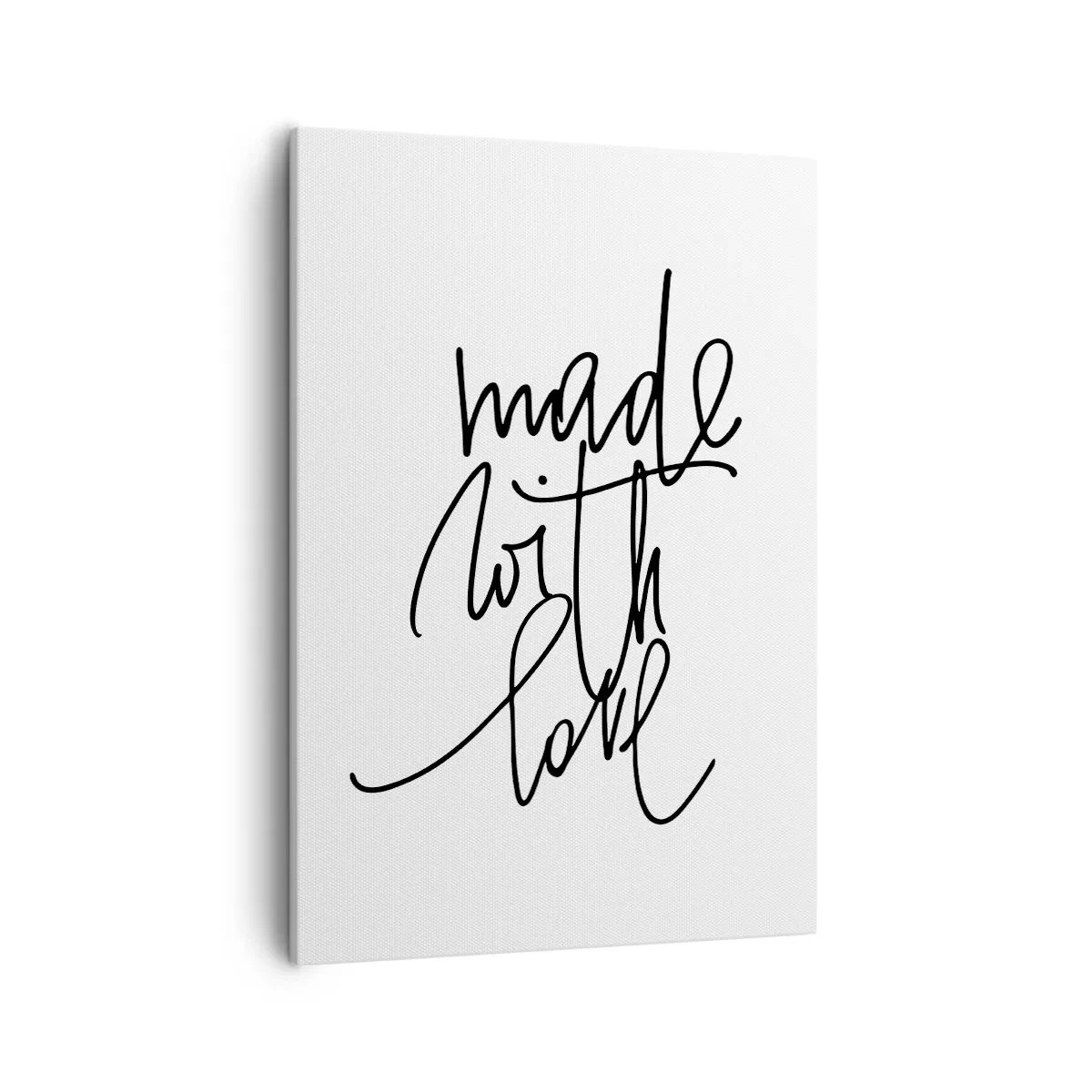 Bild auf Leinwand - Leinwandbild - Schwarze Aufschrift „Made with love“ auf weißem Hintergrund - 50x70cm - Die beste Marke - Moderne Wanddekoration für Wohnzimmer und Schlafzimmer ARTTOR