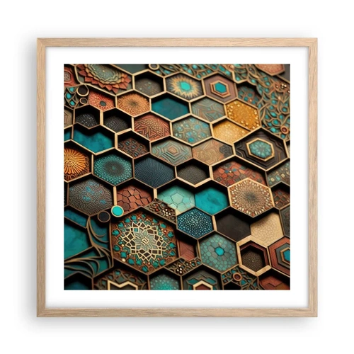 Poster in einem Rahmen aus heller Eiche - Arabische Ornamente – Variation - 50x50 cm
