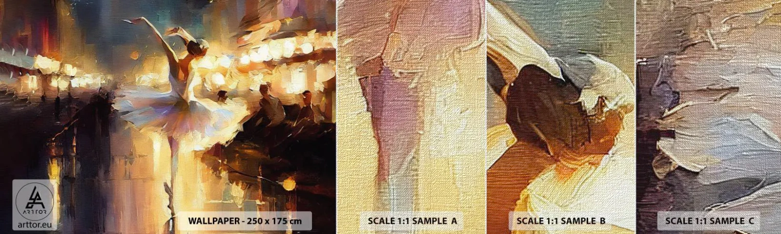 Fototapeten Muster Premium Canvas - Wunder auf der Straße - Ballerina, Tanzen, Ölfarbe - 100x30 cm