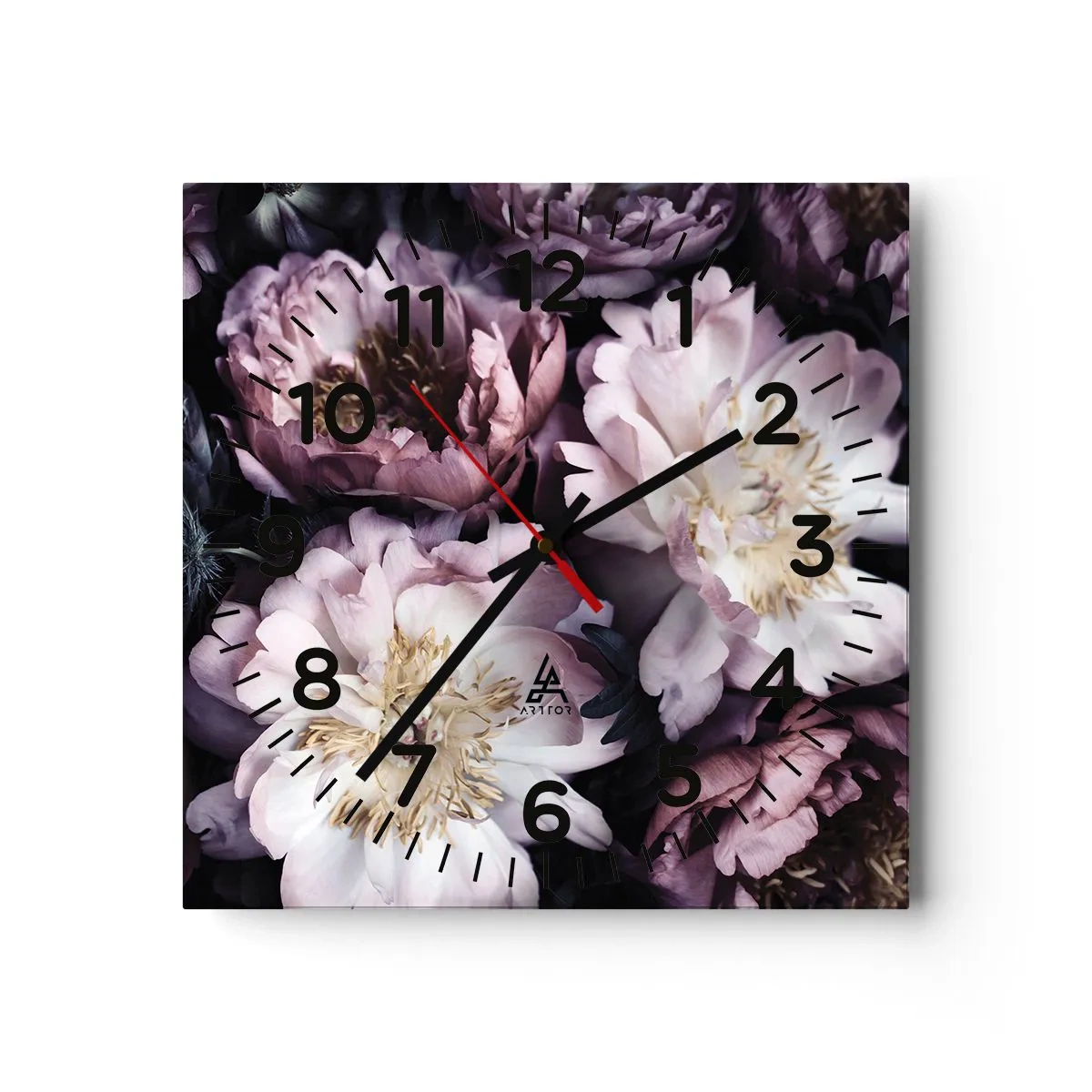 Wanduhr - Glasuhr - Blumenstrauß im alten Stil - 30x30 cm