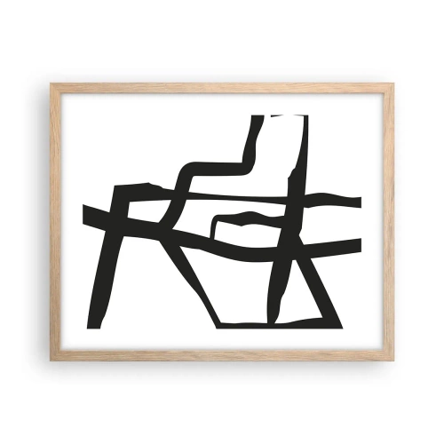 Poster in einem Rahmen aus heller Eiche - Schwarz-Weiß-Design - 50x40 cm