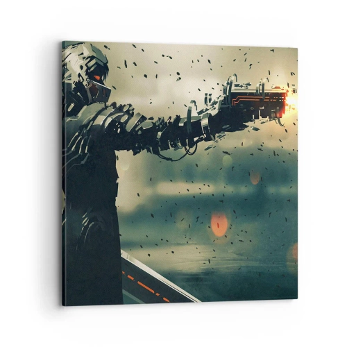 Bild auf Leinwand - Leinwandbild - Tödliche Waffe - Dein ganz eigener Terminator - 70x70 cm
