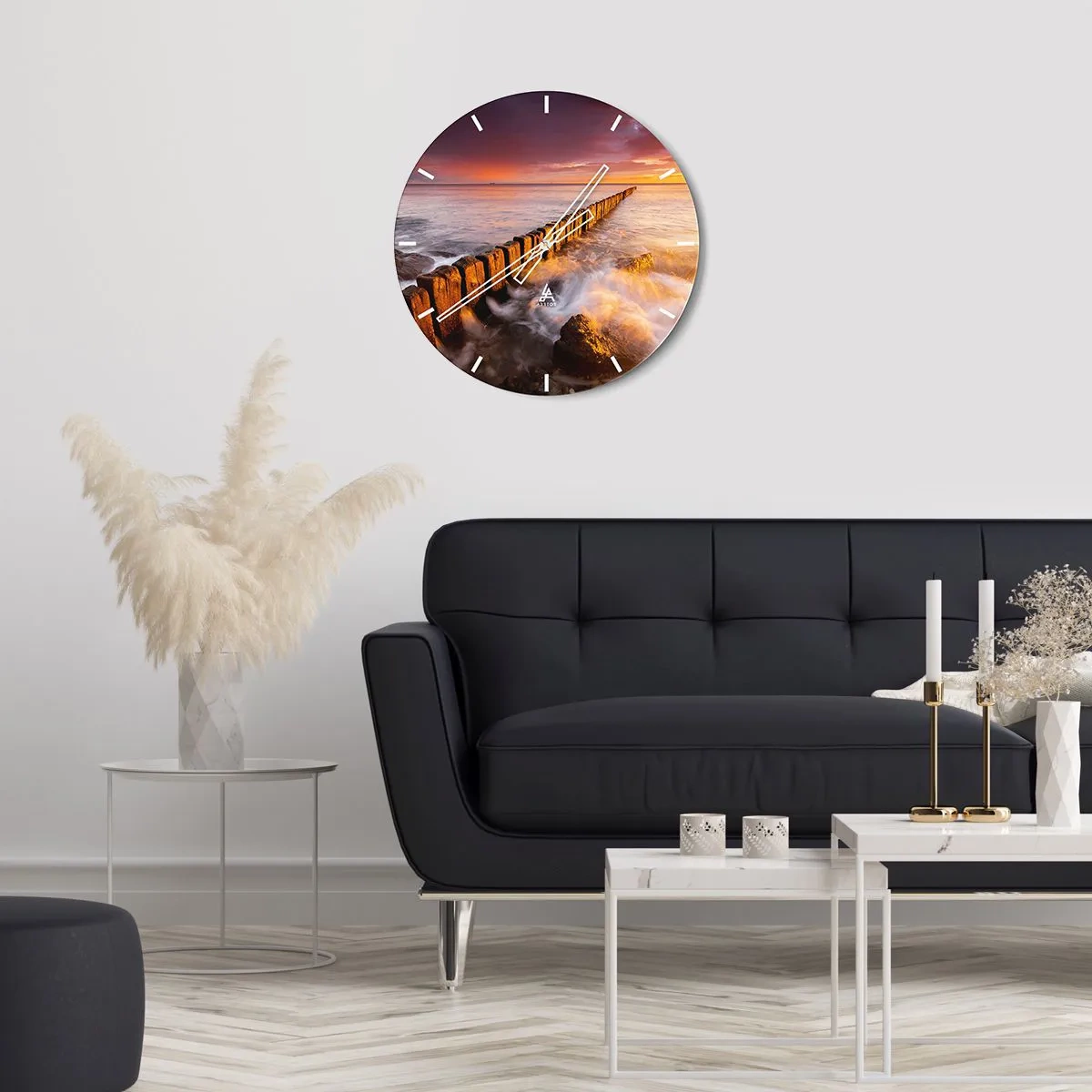 Wanduhr - Glasuhr - Die Sanftheit der Wellen - 40x40 cm