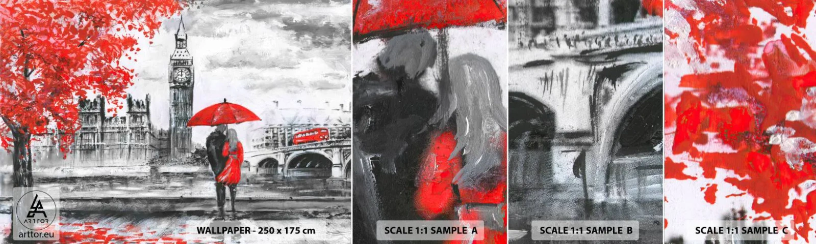 Fototapeten Muster Selbstklebend Deluxe Sticker - Verliebt in London - Stadt, London, Verliebtes Pärchen - 100x30 cm