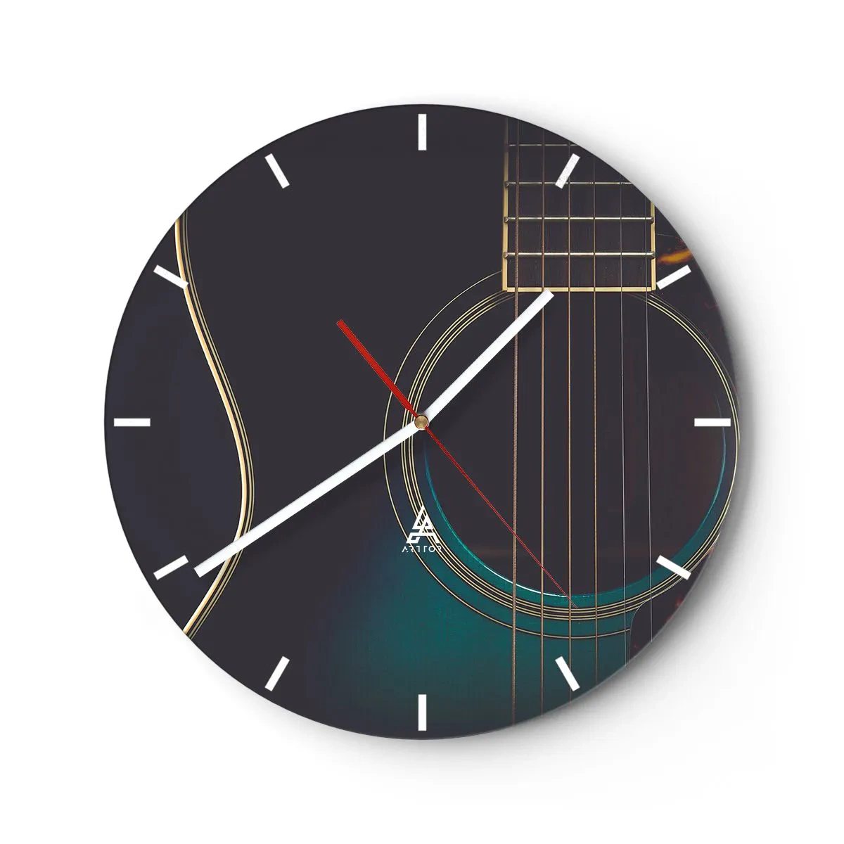 Wanduhr - Glasuhr - Detail der Resonanzdecke einer Akustikgitarre - 30x30cm - Einen Moment bevor es ertönt - Moderne Wanddekoration für Wohnzimmer, Küche und Schlafzimmer ARTTOR