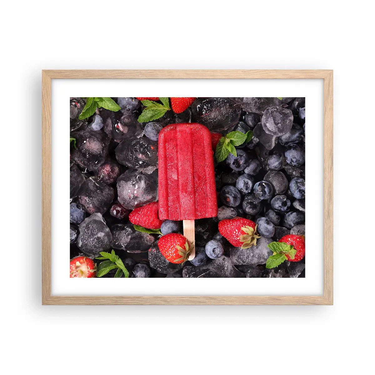 Poster in einem Rahmen aus heller Eiche - So schmeckt der heiße Sommer - 50x40 cm