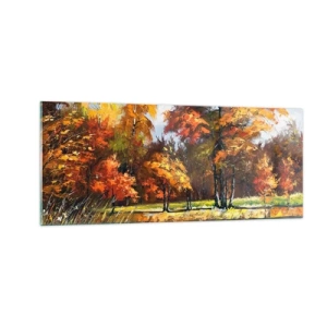 Glasbild - Bild auf glas - Landschaft in Gold und Bronze - 100x40 cm