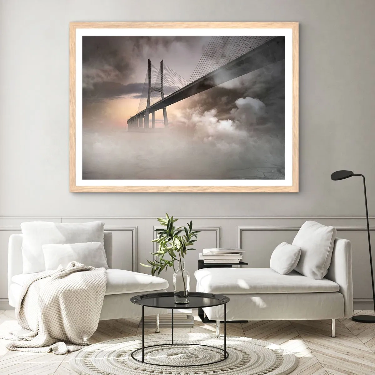 Poster in einem Rahmen aus heller Eiche - Auf dem Fluss, den es nicht gibt - 100x70 cm