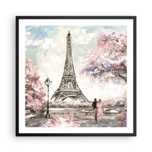 Poster in einem schwarzem Rahmen - Aprilspaziergang durch Paris - 60x60 cm