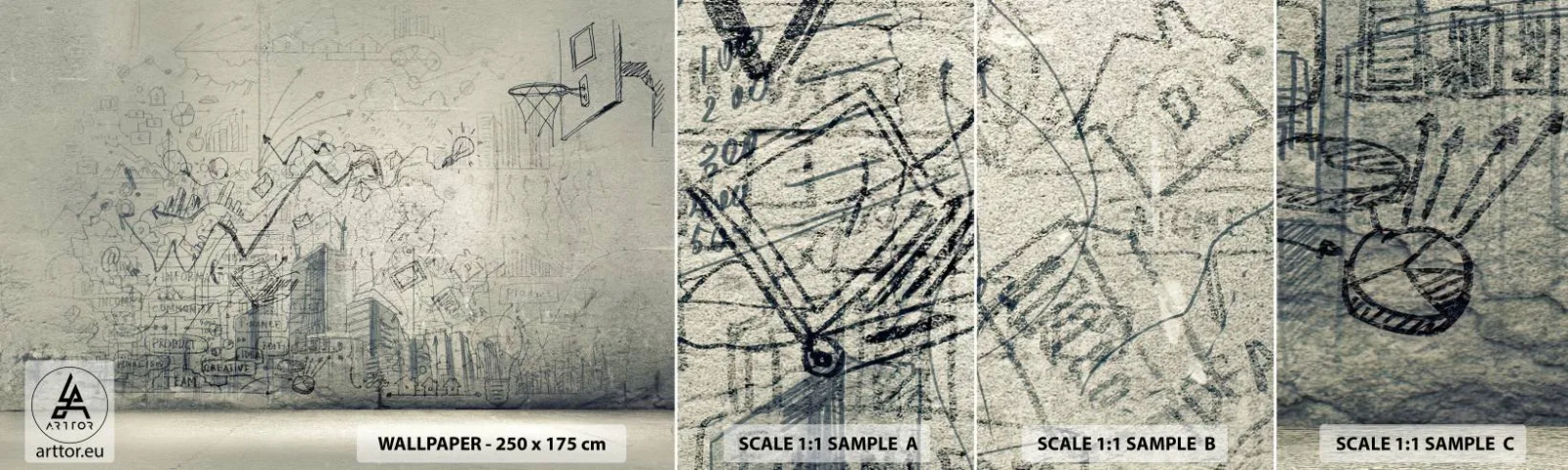 Fototapeten Muster Selbstklebend Deluxe Sticker - Mein tolles Stadtleben - Graffiti, Stück, Grafik - 100x30 cm