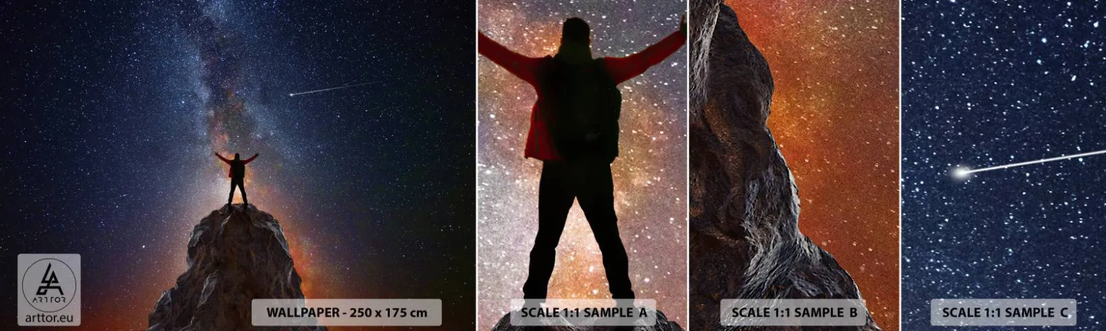 Fototapeten Muster Selbstklebend Deluxe Sticker - Die Macht ist mit mir! - Abstraktion, Kosmos, Mann - 100x30 cm