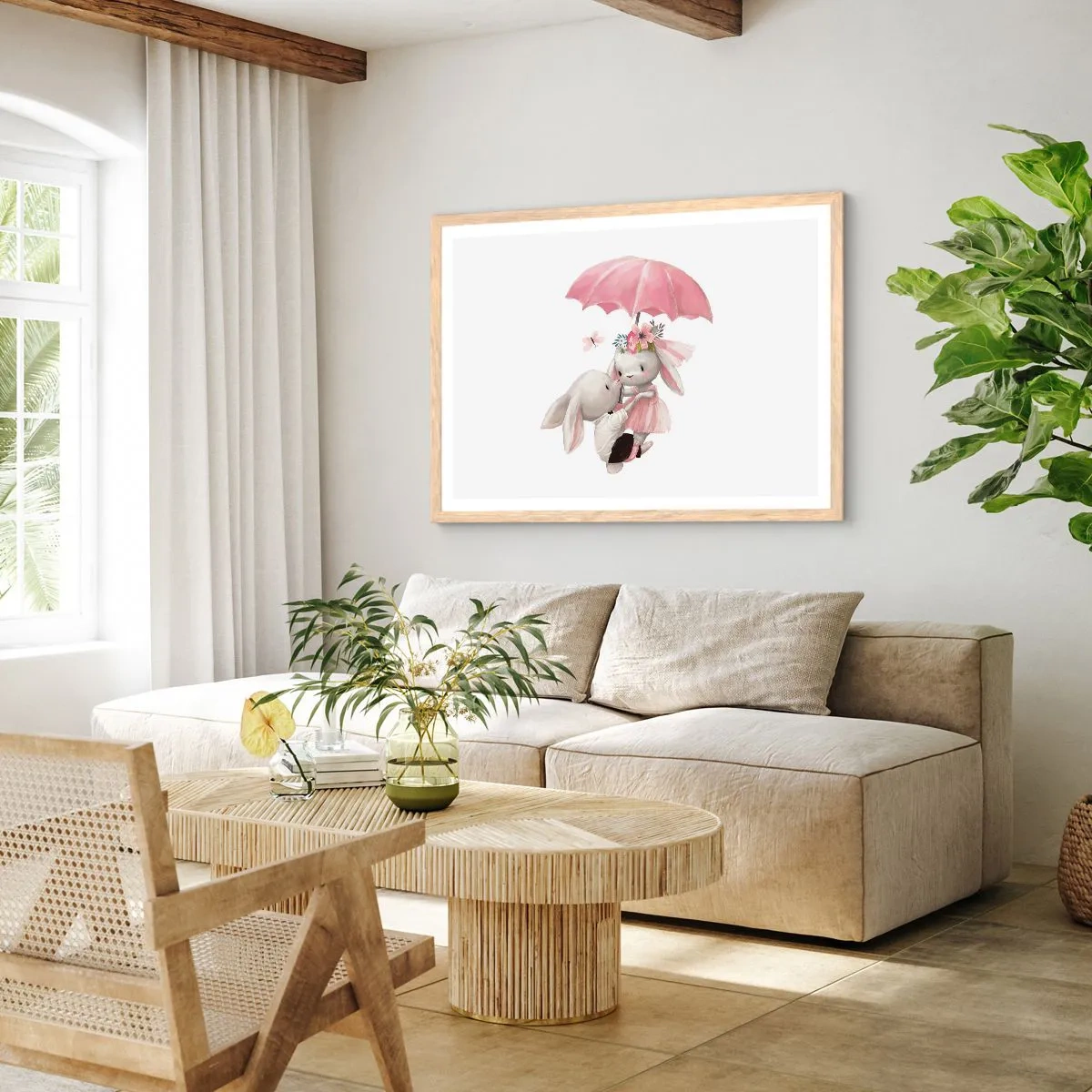 Poster in einem Rahmen aus heller Eiche - Das ist eben Liebe - 91x61 cm