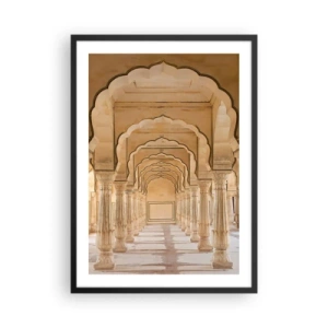Poster in einem schwarzem Rahmen - Orientalische Symmetrie - 50x70cm - Im Palast des Maharadschas - Moderne Wanddekoration für Wohnzimmer und Schlafzimmer ARTTOR