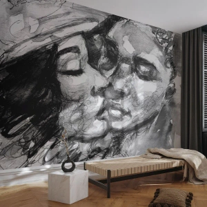 Fototapete Premium Sand - Zärtlicher Moment - Küsse, Liebe, Liebhaber - 150x105 cm