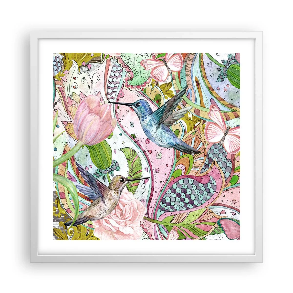 Poster in einem weißen Rahmen - Verstrickt in Weinreben - 50x50 cm