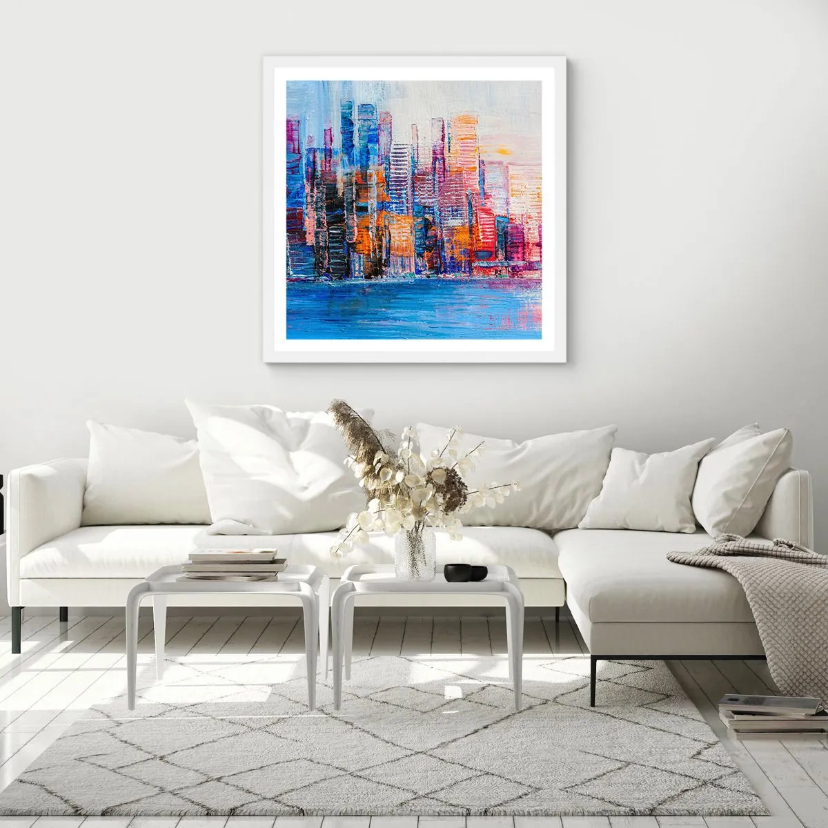 Poster in einem weißen Rahmen - Fröhliche Metropole - 50x50 cm