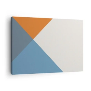 Bild auf Leinwand - Leinwandbild - Geometrische Dreiecke in Blau- und Orangetönen - 70x50cm - In einem Winkel… - Moderne Wanddekoration für Wohnzimmer und Schlafzimmer ARTTOR