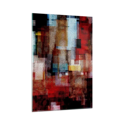 Glasbild - Bild auf glas - Geometrische Abstraktion in intensiven Rottönen - 80x120cm - Verwirrung mit Verwirrung - Moderne Wanddekoration für Wohnzimmer und Schlafzimmer ARTTOR