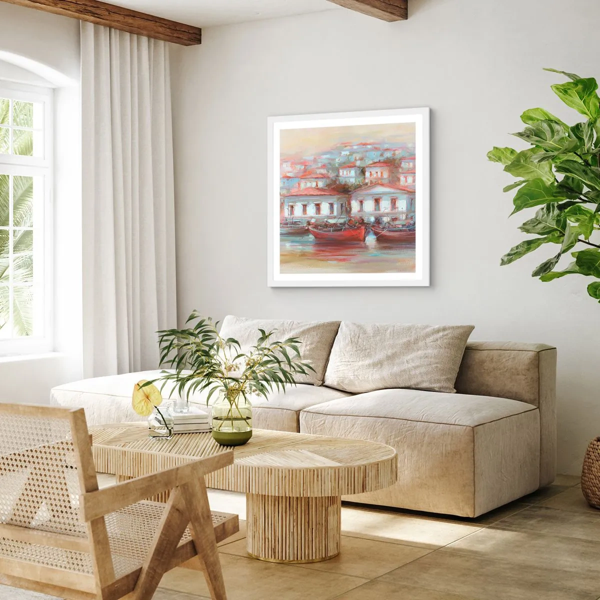 Poster in einem weißen Rahmen - Glückliche Stadt - 30x30 cm